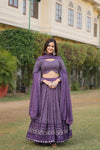 Purple Faux Georgette Sequins Embroidered Lehenga Choli with Dupatta