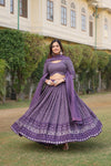 Purple Faux Georgette Sequins Embroidered Lehenga Choli with Dupatta