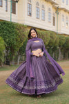 Purple Faux Georgette Sequins Embroidered Lehenga Choli with Dupatta