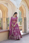 Rose Pink Designer Faux Georgette Lehenga Choli with Heavy Sequins Embroidered Dupatta