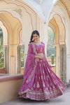 Rose Pink Designer Faux Georgette Lehenga Choli with Heavy Sequins Embroidered Dupatta