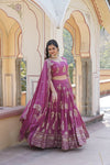 Rose Pink Designer Faux Georgette Lehenga Choli with Heavy Sequins Embroidered Dupatta