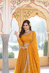 Yellow Faux Georgette Lehenga Choli with Sequins & Thread Embroidery Dupatta