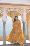 Yellow Faux Georgette Lehenga Choli with Sequins & Thread Embroidery Dupatta