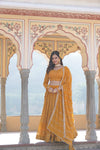 Yellow Faux Georgette Lehenga Choli with Sequins & Thread Embroidery Dupatta