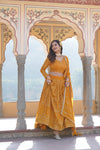 Yellow Faux Georgette Lehenga Choli with Sequins & Thread Embroidery Dupatta