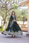 Green Faux Blooming Georgette Lehenga Choli with Heavy Sequins Embroidery Dupatta