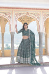 Teal Designer Viscose Jacquard Lehenga Choliwith Sequins Embroidery Dupatta