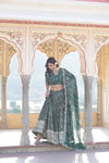 Teal Designer Viscose Jacquard Lehenga Choliwith Sequins Embroidery Dupatta