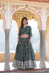 Teal Designer Viscose Jacquard Lehenga Choliwith Sequins Embroidery Dupatta