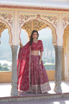 Rose Pink Designer Pure Viscose Jacquard Lehenga Choli with Sequins Embroidery Dupatta