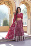 Rose Pink Designer Pure Viscose Jacquard Lehenga Choli with Sequins Embroidery Dupatta