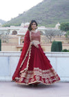 Maroon Gorgeous Georgette Flared Lehenga with Sequins Embroidered Work