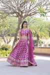 Magenta Designer Viscose Jacquard Lehenga Choli & Dupatta with Sequins Embroidery