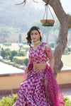 Magenta Designer Viscose Jacquard Lehenga Choli & Dupatta with Sequins Embroidery