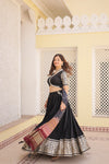 Black Viscose Jacquard Lehenga Choli with Gajji Silk Dupatta