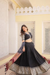 Black Viscose Jacquard Lehenga Choli with Gajji Silk Dupatta