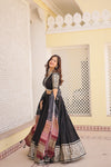 Black Viscose Jacquard Lehenga Choli with Gajji Silk Dupatta