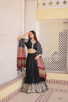 Black Viscose Jacquard Lehenga Choli with Gajji Silk Dupatta