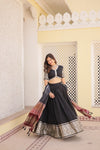 Black Viscose Jacquard Lehenga Choli with Gajji Silk Dupatta