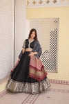 Black Viscose Jacquard Lehenga Choli with Gajji Silk Dupatta