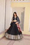 Black Viscose Jacquard Lehenga Choli with Gajji Silk Dupatta