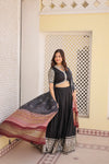 Black Viscose Jacquard Lehenga Choli with Gajji Silk Dupatta