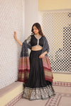 Black Viscose Jacquard Lehenga Choli with Gajji Silk Dupatta