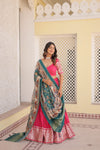 Pink Viscose Jacquard Lehenga Choli with Gajji Silk Dupatta