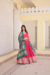 Pink Viscose Jacquard Lehenga Choli with Gajji Silk Dupatta