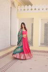 Pink Viscose Jacquard Lehenga Choli with Gajji Silk Dupatta