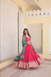 Pink Viscose Jacquard Lehenga Choli with Gajji Silk Dupatta