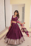 Wine Viscose Jacquard Lehenga Choli with Gajji Silk Dupatta