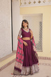 Wine Viscose Jacquard Lehenga Choli with Gajji Silk Dupatta