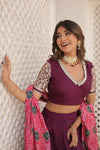 Wine Viscose Jacquard Lehenga Choli with Gajji Silk Dupatta