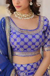 Blue Designer Viscose Jacquard Lehenga Choli With Sequins Embroidery Dupatta