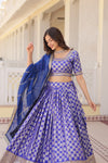 Blue Designer Viscose Jacquard Lehenga Choli With Sequins Embroidery Dupatta