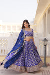 Blue Designer Viscose Jacquard Lehenga Choli With Sequins Embroidery Dupatta