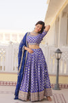 Blue Designer Viscose Jacquard Lehenga Choli With Sequins Embroidery Dupatta