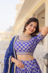 Blue Designer Viscose Jacquard Lehenga Choli With Sequins Embroidery Dupatta