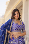 Blue Designer Viscose Jacquard Lehenga Choli With Sequins Embroidery Dupatta