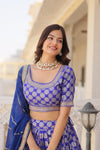 Blue Designer Viscose Jacquard Lehenga Choli With Sequins Embroidery Dupatta