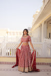 Red Designer Viscose Jacquard Lehenga Choliwith Sequins Embroidery Dupatta