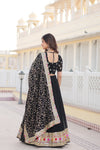 Black Georgette Lehenga with Heavy Sequins and Thread Embroidery