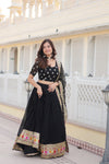 Black Georgette Lehenga with Heavy Sequins and Thread Embroidery