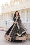 Black Georgette Lehenga with Heavy Sequins and Thread Embroidery