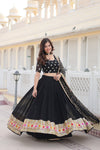 Black Georgette Lehenga with Heavy Sequins and Thread Embroidery