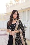 Black Georgette Lehenga with Heavy Sequins and Thread Embroidery