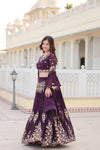 Wine Georgette Lehenga with Heavy Sequins and Thread Embroidery