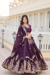 Wine Georgette Lehenga with Heavy Sequins and Thread Embroidery